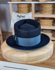 BOGART FEDORA | BEAVER HUNDRED | DARK NAVY BLUE COLOR | SIZE 59, US 7 3/8 - Hufvud