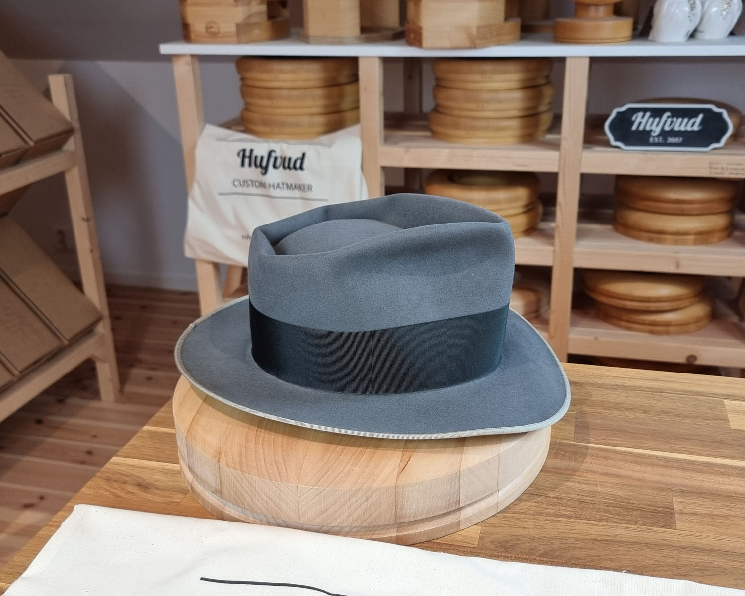 BOGART FEDORA | BEAVER HUNDRED | EMERALD GRAY COLOR | SIZE 58, US 7 1/4 - Hufvud