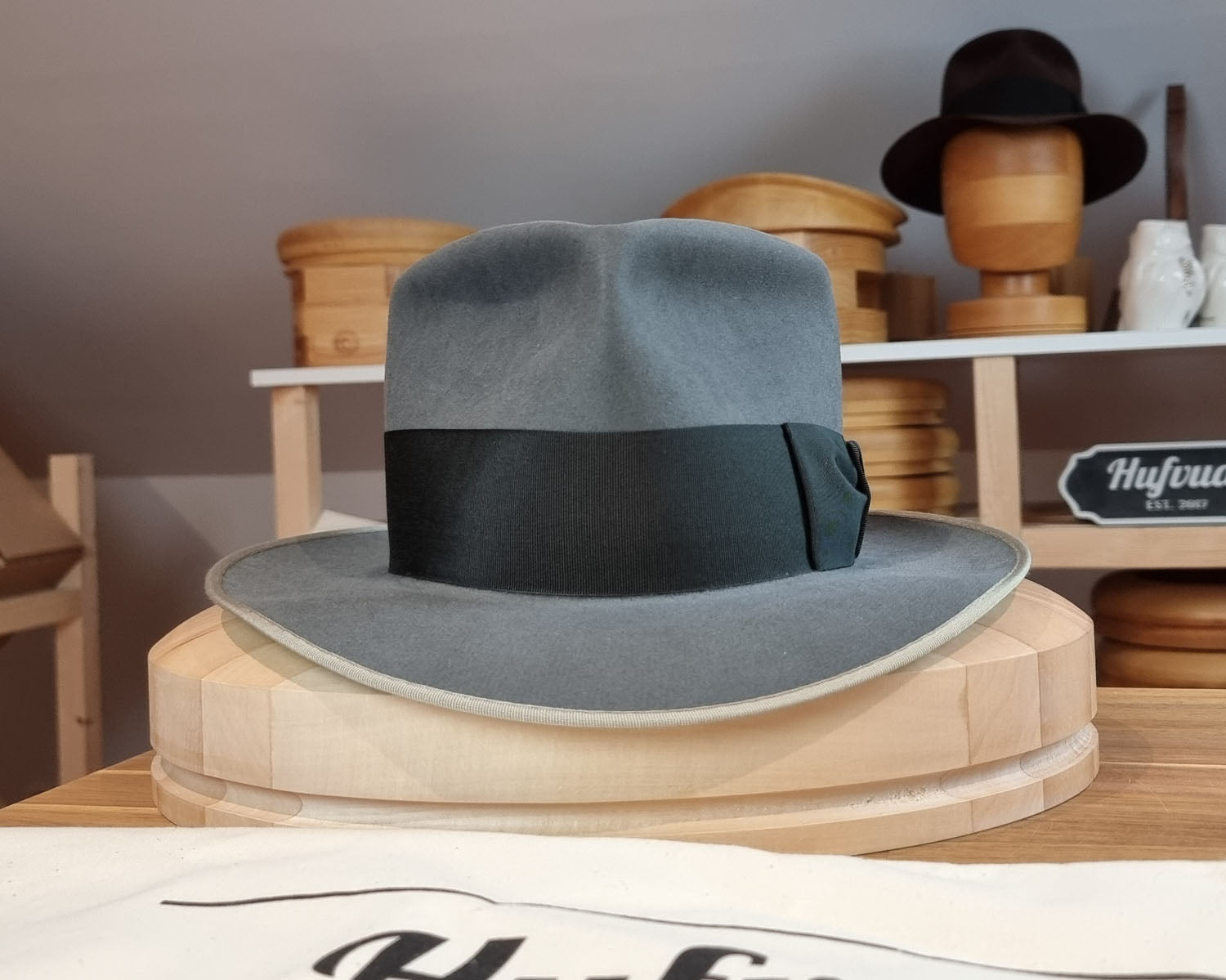 BOGART FEDORA | BEAVER HUNDRED | EMERALD GRAY COLOR | SIZE 58, US 7 1/4 - Hufvud