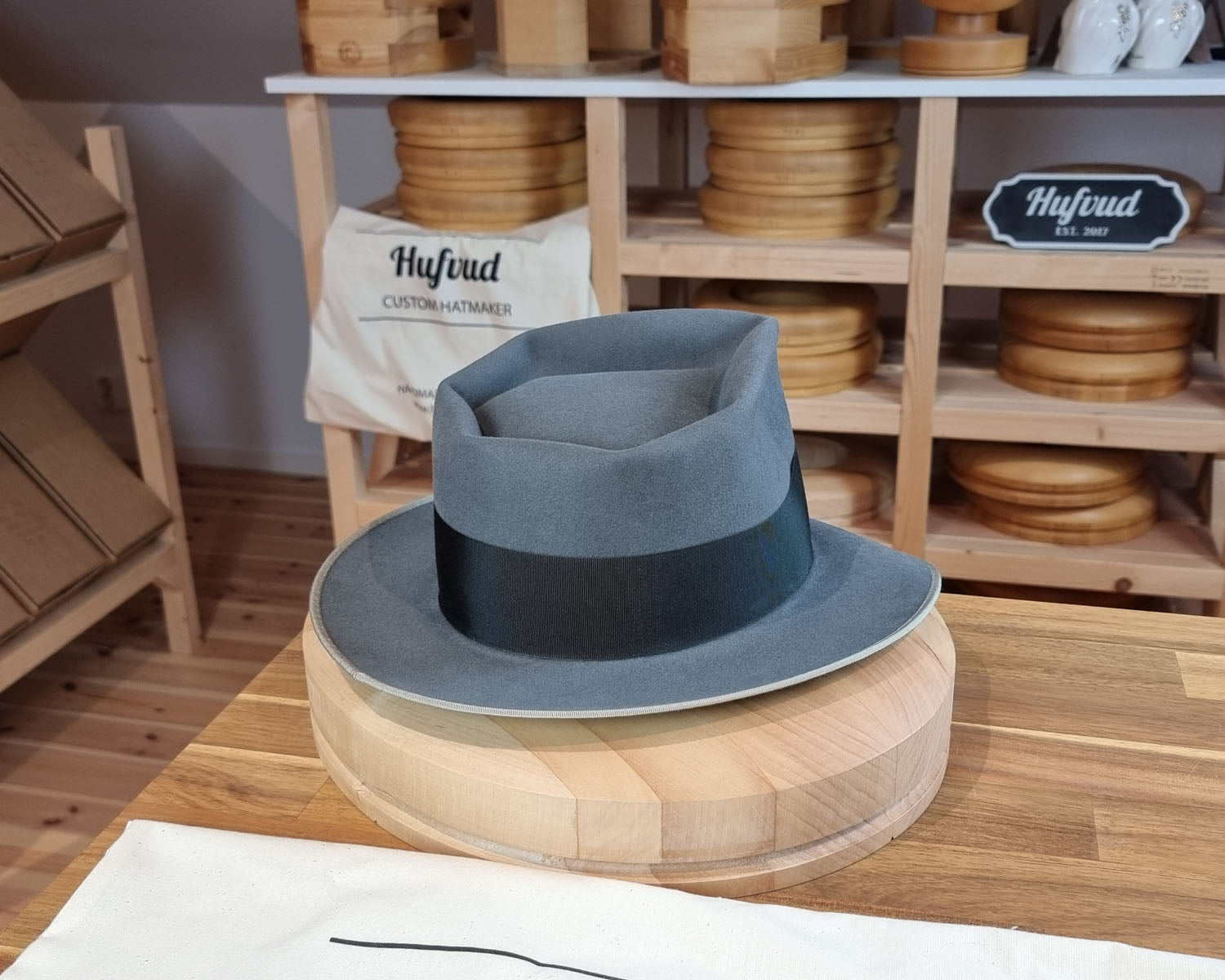 BOGART FEDORA | BEAVER HUNDRED | EMERALD GRAY COLOR | SIZE 58, US 7 1/4 - Hufvud