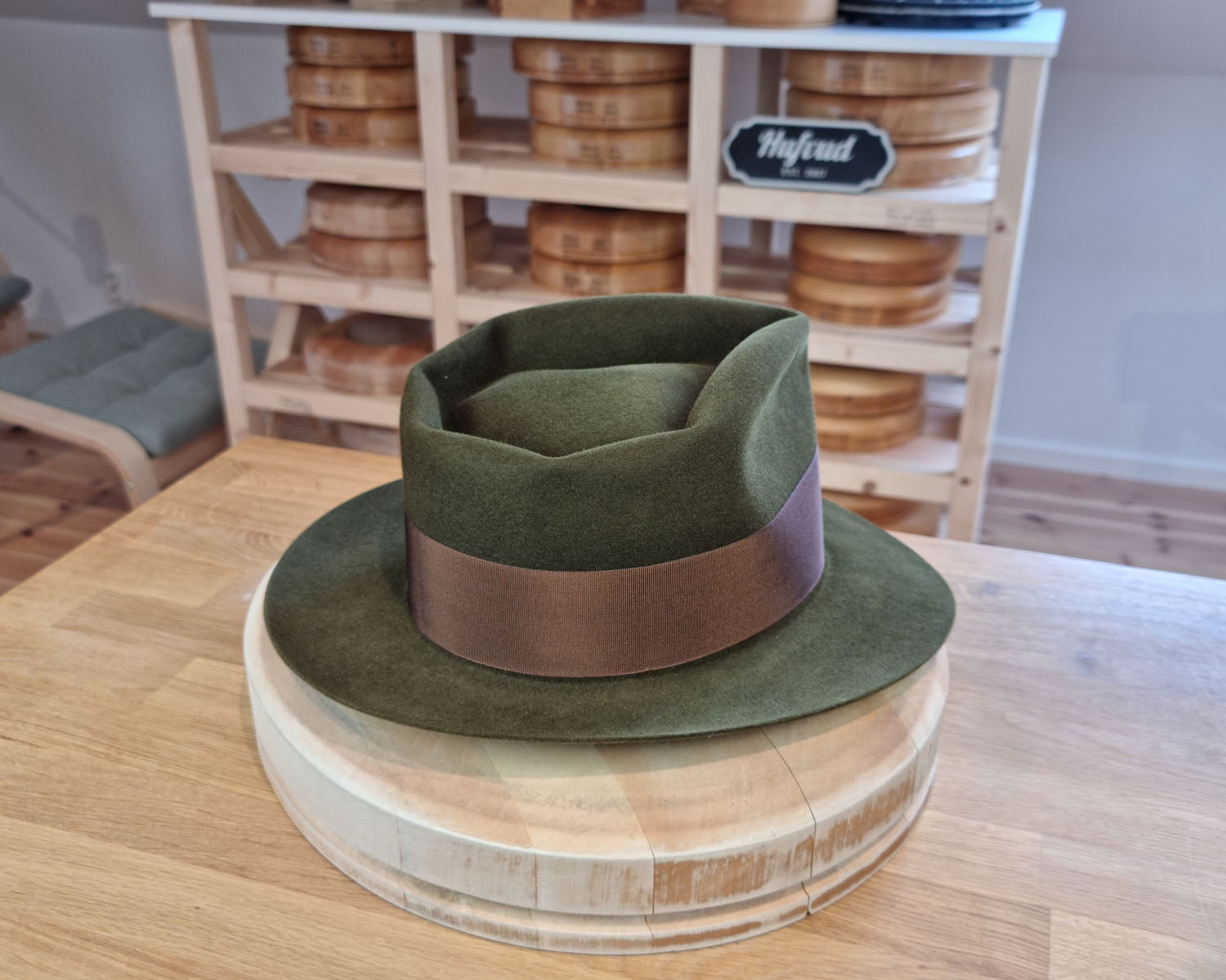BOGART FEDORA | DELUXE RABBIT &amp; HARE BLEND | MOSS GREEN COLOR | SIZE 58, US 7 1/4
