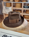 BOGART Maltese Falcon Crease FEDORA | SABLE BROWN COLOR | 30X BEAVER BLEND | SIZE 56, US 7 - Hufvud