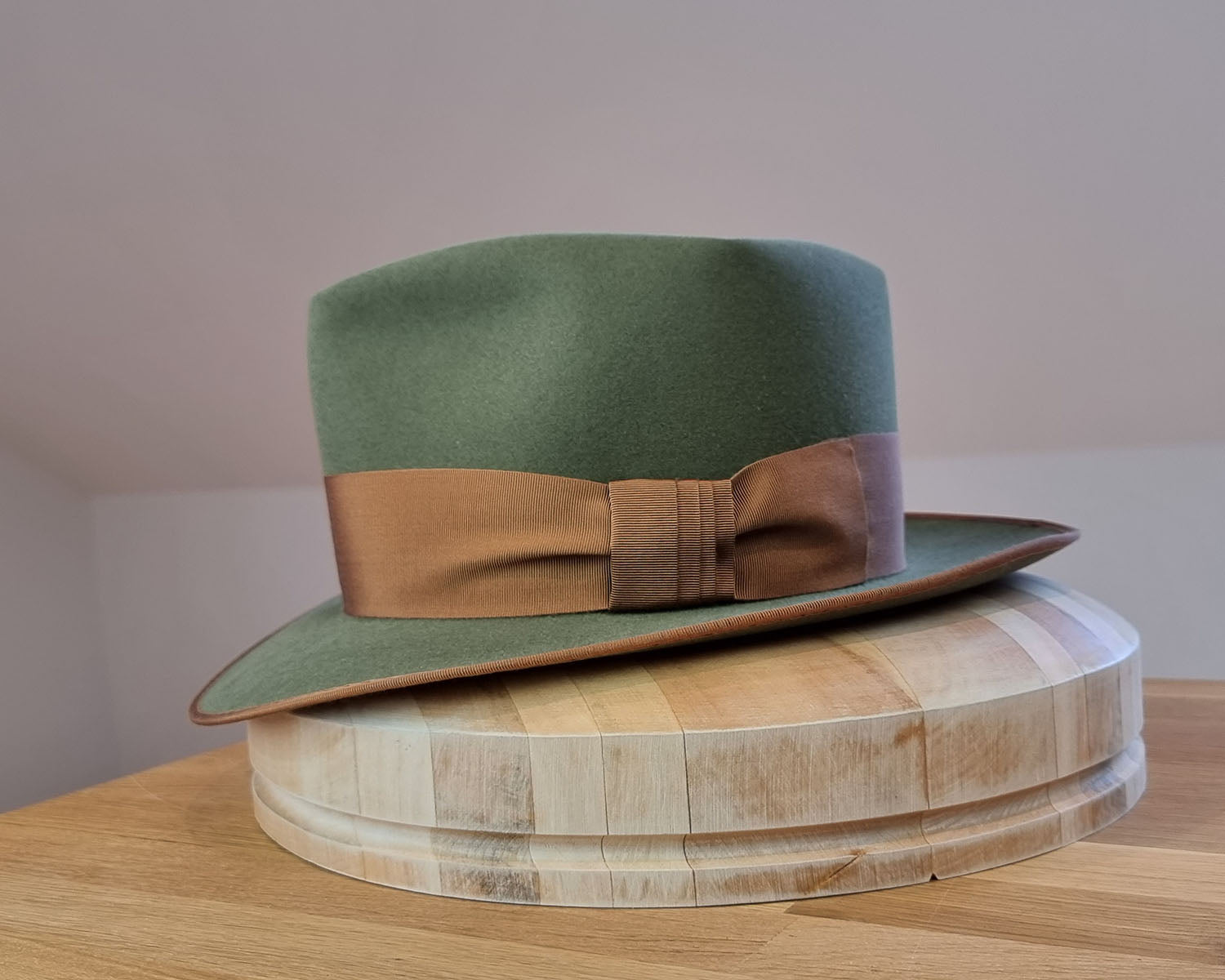 BOGART Maltese Falcon Crease FEDORA | SAGE COLOR | RABBIT &amp; HARE DELUXE BLEND | SIZE 58, US 7 1/4
