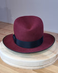 LEIFUR FEDORA | BURGUNDY | RABBIT & HARE DELUXE BLEND | SIZE 60, US 7 1/2