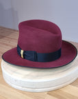 LEIFUR FEDORA | BURGUNDY | RABBIT & HARE DELUXE BLEND | SIZE 60, US 7 1/2