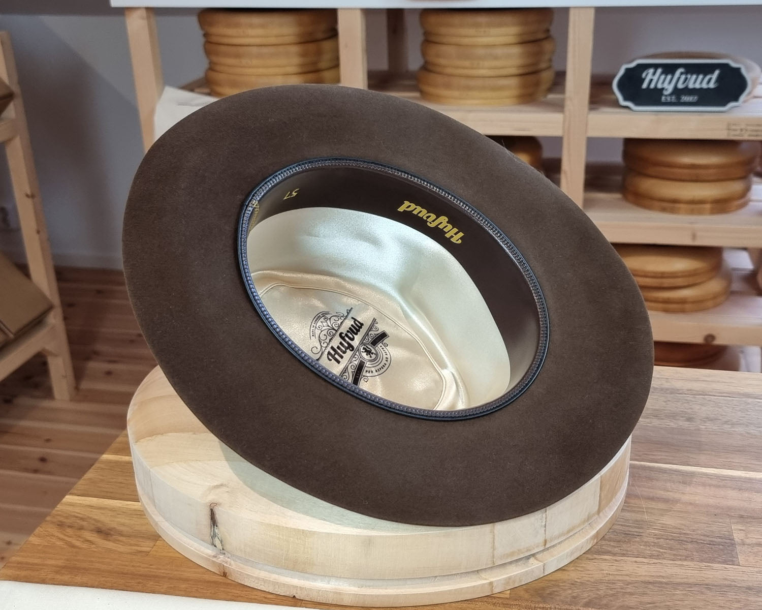 LEIFUR Lucky FEDORA | BEAVER HUNDRED | SABLE BROWN COLOR | SIZE 57, US 7 1/8 - Hufvud