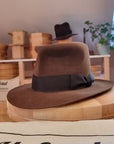 LEIFUR Lucky FEDORA | RABBIT & HARE DELUXE BLEND FELT | SABLE BROWN COLOR | SIZE 56, US 7 - Hufvud