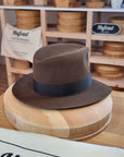 LEIFUR Lucky FEDORA | RABBIT & HARE DELUXE BLEND FELT | SABLE BROWN COLOR | SIZE 56, US 7 - Hufvud