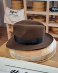 LEIFUR Lucky FEDORA | RABBIT & HARE DELUXE BLEND FELT | SABLE BROWN COLOR | SIZE 57, US 7 1/8 - Hufvud