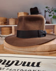 LEIFUR Lucky FEDORA | RABBIT & HARE DELUXE BLEND FELT | SABLE BROWN COLOR | SIZE 58, US 7 1/4 - Hufvud