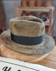 RAGNAR FEDORA | 100% HARE | FAWN COLOR | VELOUR FINISH | SIZE 60, US 7 1/2 - Hufvud