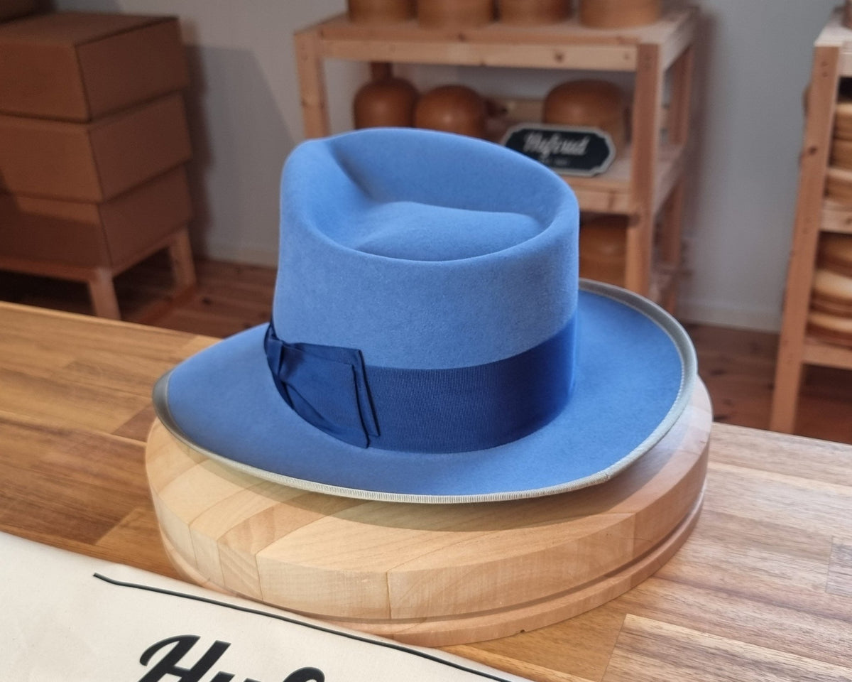 RAGNAR FEDORA | RABBIT & HARE DELUXE BLEND FELT | MAJESTIC BLUE COLOR | MULTIPLE SIZE AVAILABLE - Hufvud