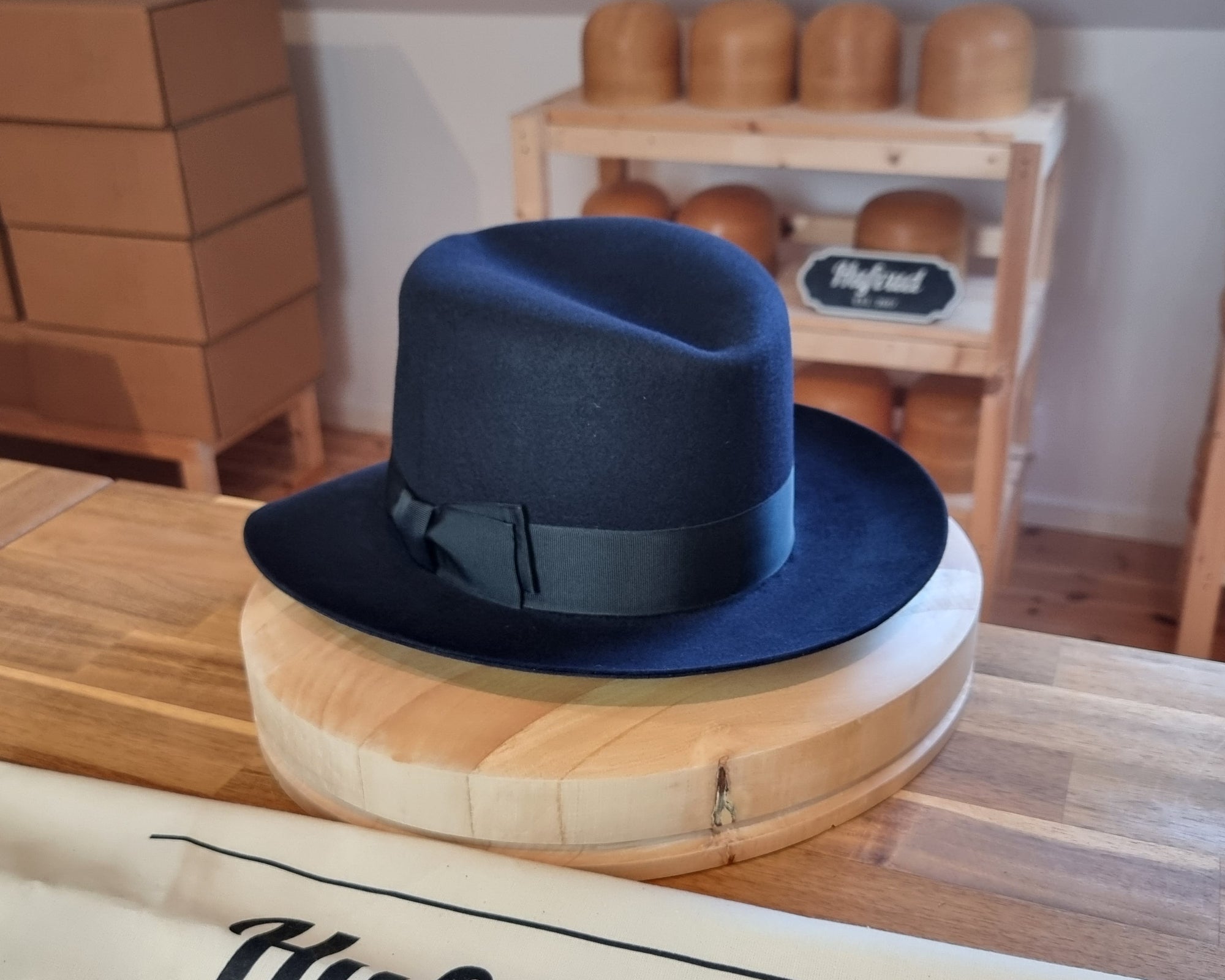 LEIFUR Adventure FEDORA | BEAVER HUNDRED | DARK NAVY BLUE COLOR | WESTERN WEIGHT | SIZE 58, US 7 1/4