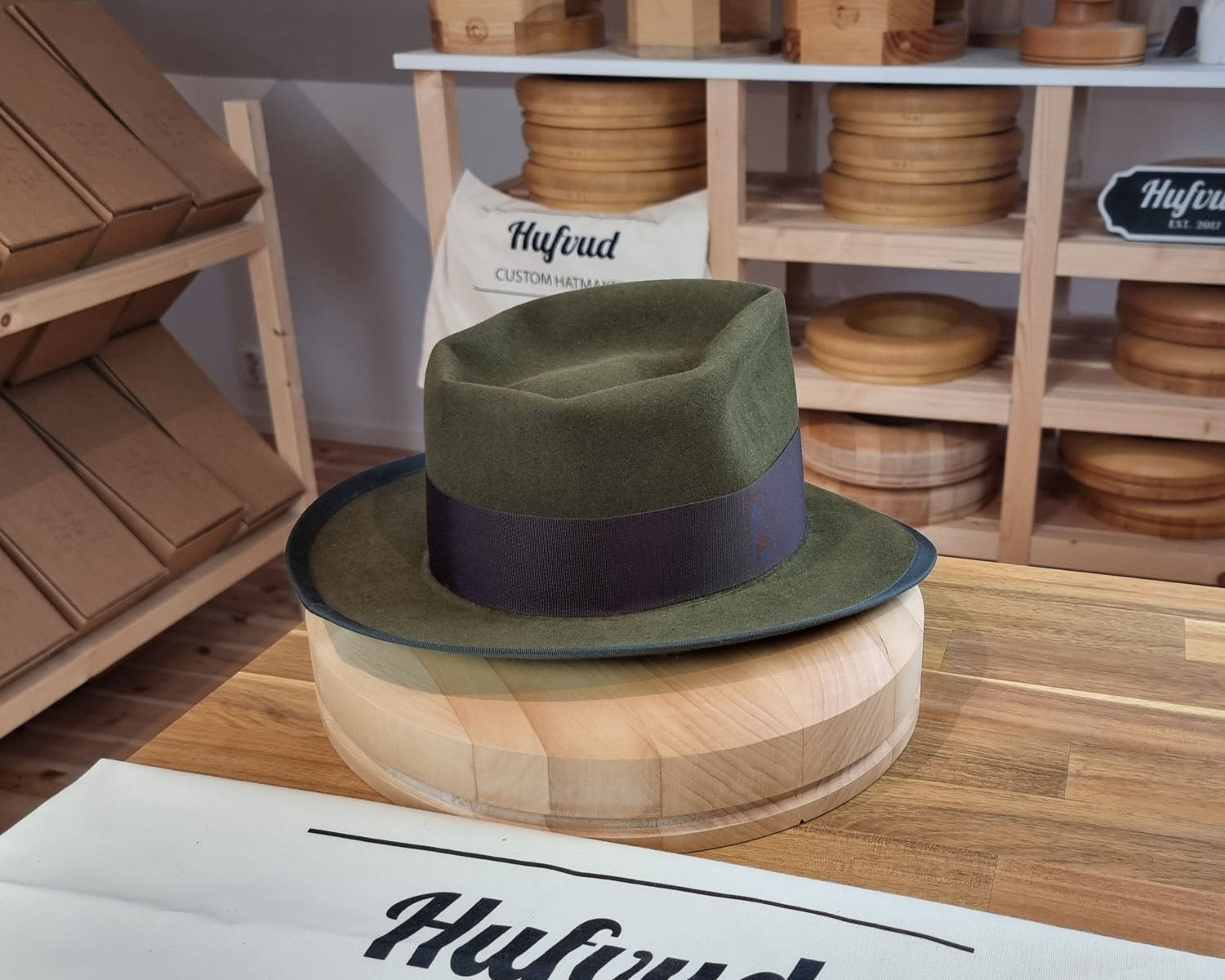 WHIPPET FEDORA | BEAVER HUNDRED | MOSS GREEN | SIZE 58, US 7 1/4 - Hufvud