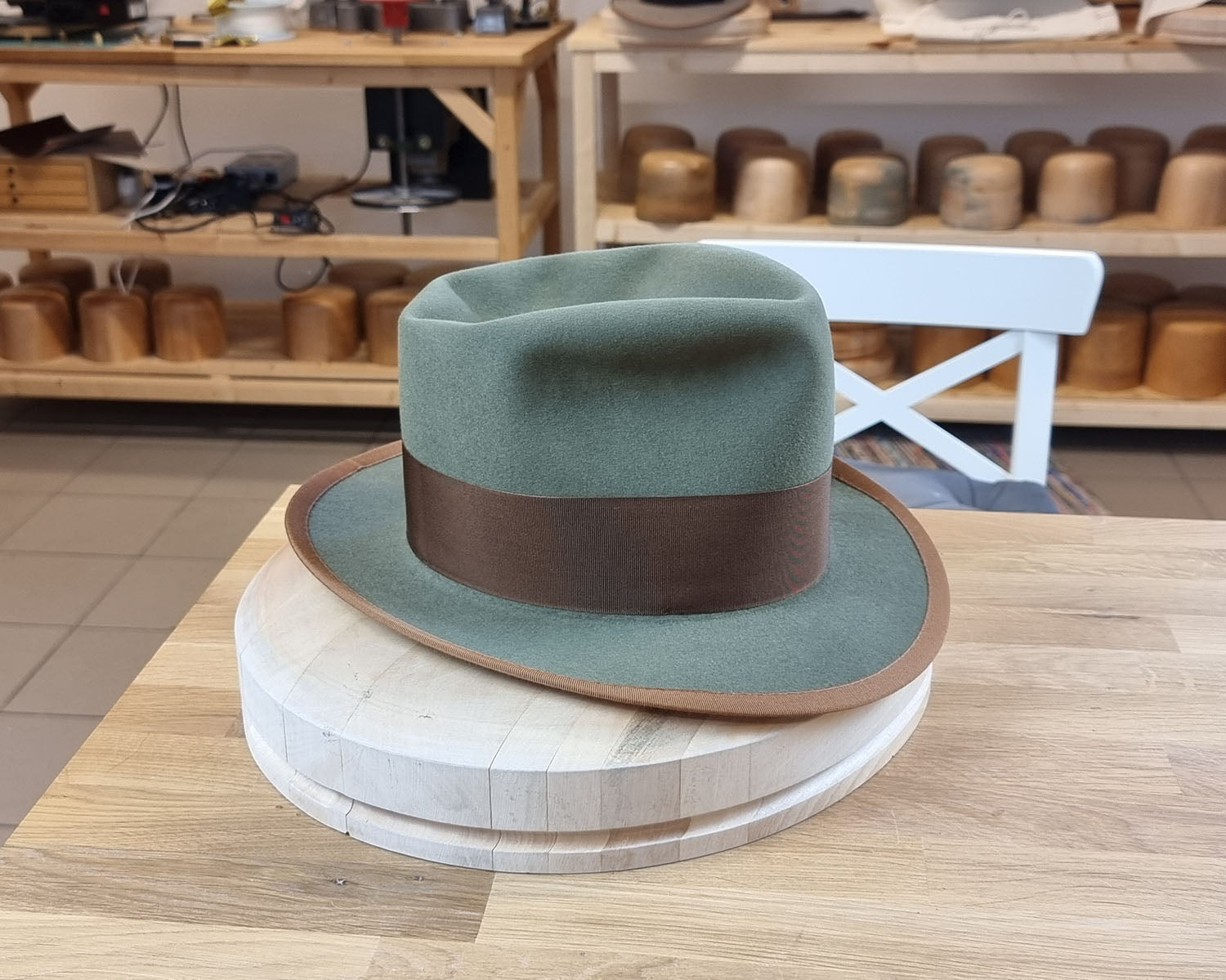 WHIPPET FEDORA | DELUXE RABBIT &amp; HARE BLEND | SAGE GREEN | SIZE 59, US 7 3/8