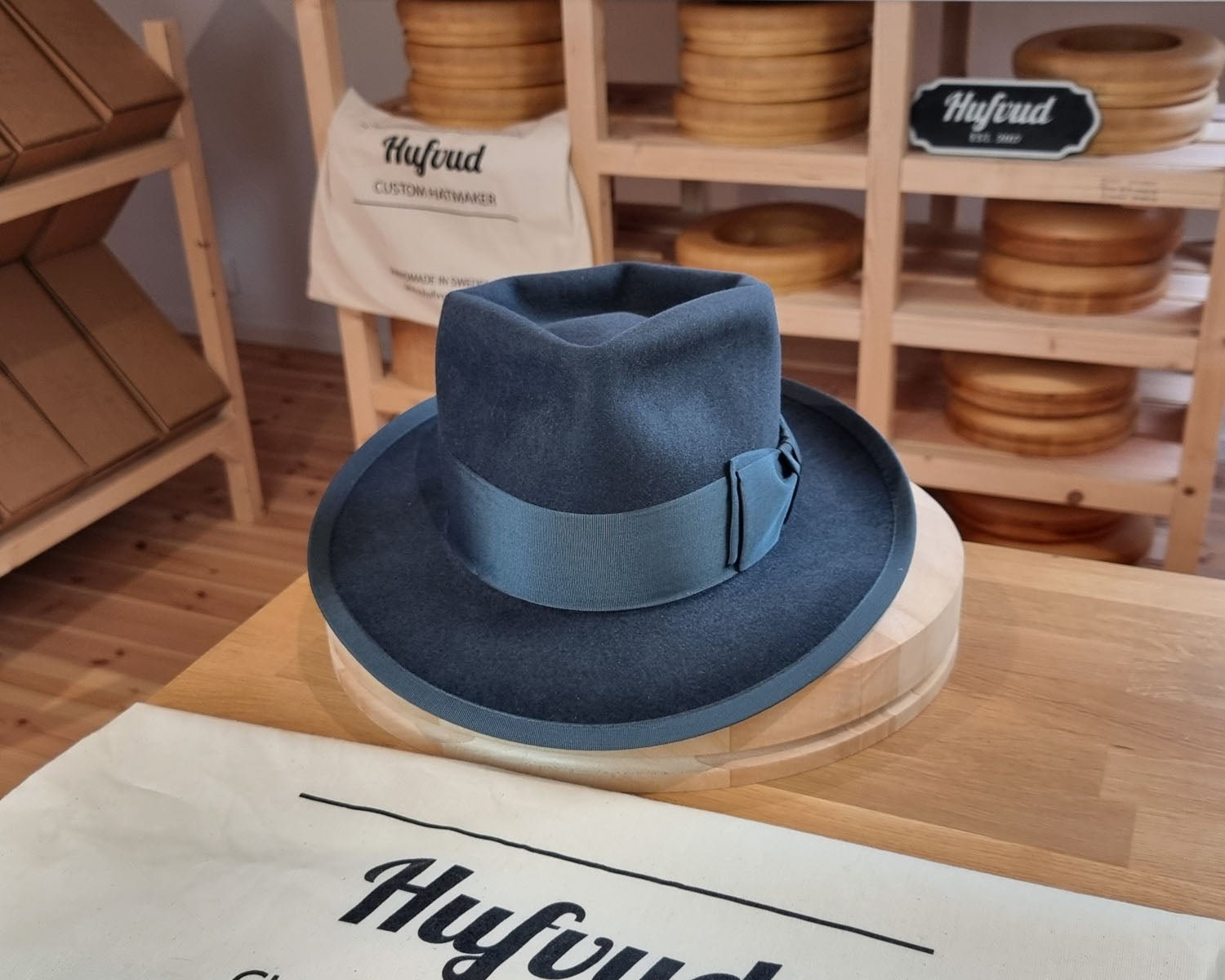WHIPPET FEDORA | RABBIT &amp; HARE DELUXE BLEND | OCEAN COLOR | SIZE 58, US 7 1/4 - Hufvud