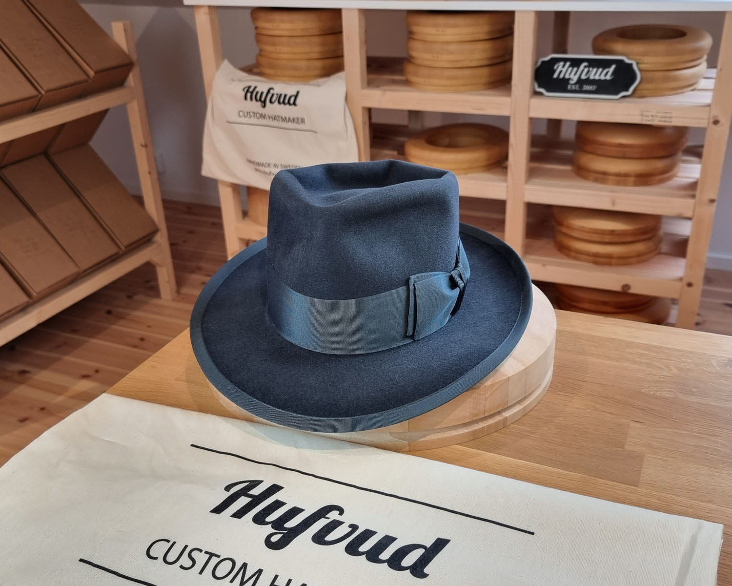WHIPPET FEDORA | RABBIT &amp; HARE DELUXE BLEND | OCEAN COLOR | SIZE 58, US 7 1/4 - Hufvud