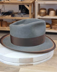 BOGART FEDORA | PECAN COLOR | 100X BEAVER | DUAL BRIM BINDING | SIZE 58, US 7 1/4