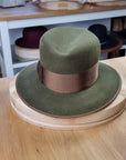 LEIFUR FEDORA | MOSS GREEN | RABBIT & HARE DELUXE BLEND | SIZE 58, US 7 1/4