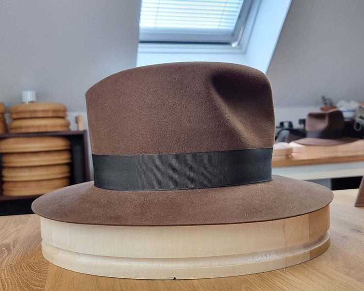 LEIFUR Raven Crown FEDORA | SABLE BROWN | 100X BEAVER | SIZE 60, US 7 1/2